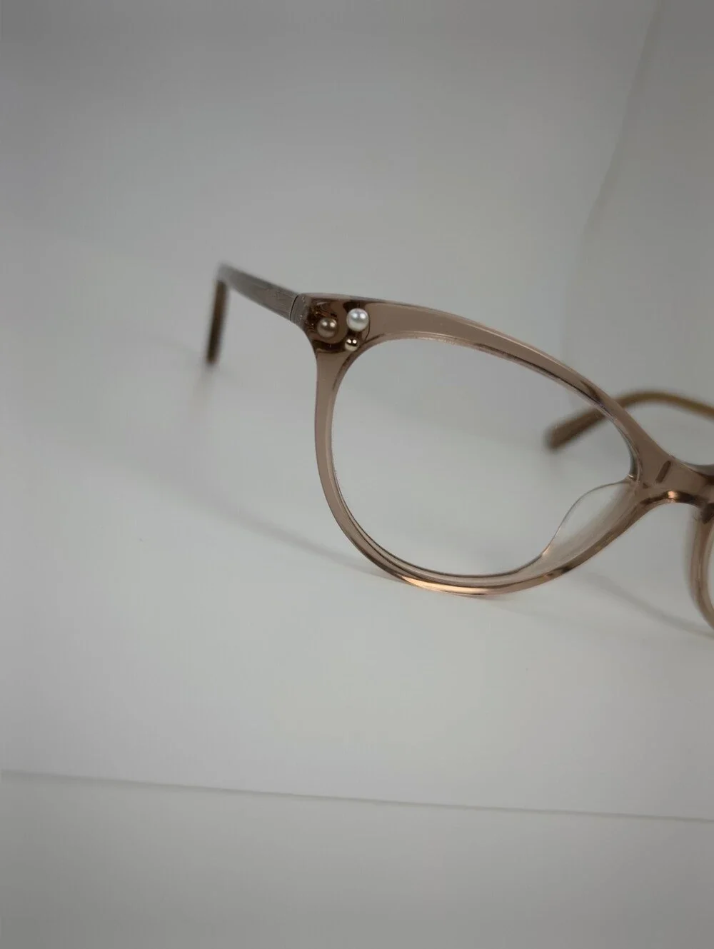 Nine West NW5152 Taupe Cat-Eye Eyeglass Frames with Pearl Accent.